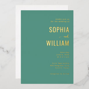 Elegant Teal Typographic Wedding Invitation