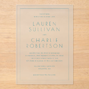 Elegant Teal Typographic Wedding Invitation