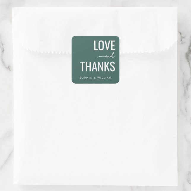 Elegant Teal Typographic Wedding Sticker (Bag)