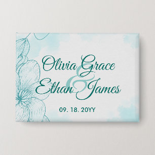 Elegant Teal Watercolor Floral Wedding Invitation