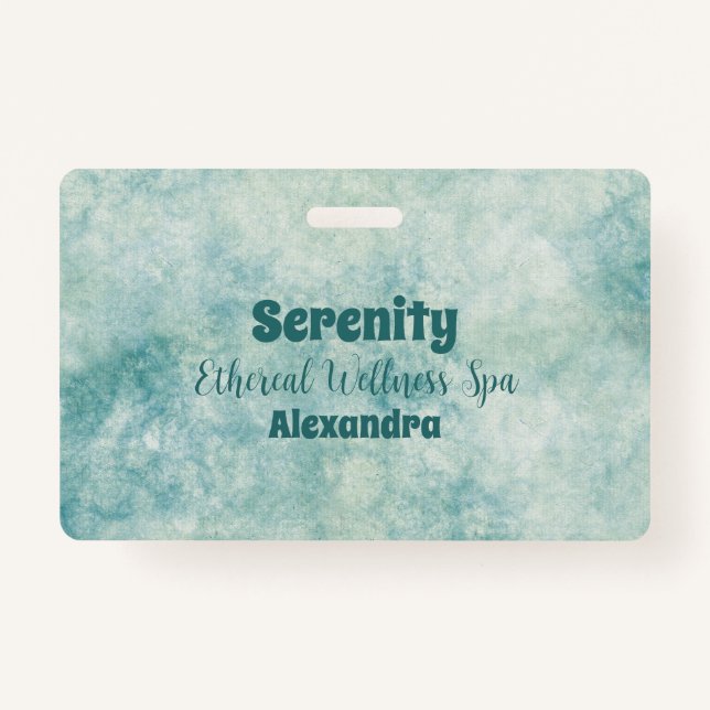 Elegant Teal Watercolor ID Badge (Front)