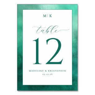 Elegant Teal Watercolor Table Number