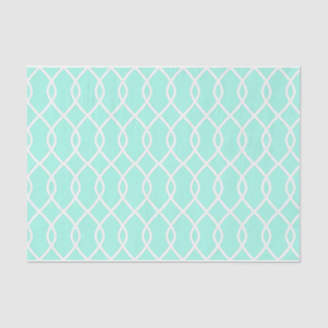 Elegant Teal Wave Pattern Tissue Paper (Front)