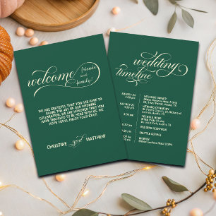 Elegant Teal Wedding Bag Letter & Timeline Card