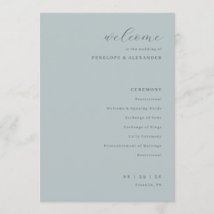 Elegant Teal Wedding Ceremony Program Programme
