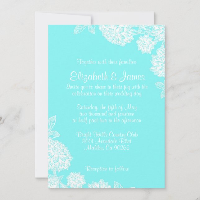 Elegant Teal Wedding Invitations (Front)