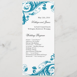 Elegant Teal  Wedding Programs Programme