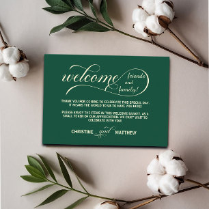 Elegant Teal Welcome Gift Bag Basket Place Card