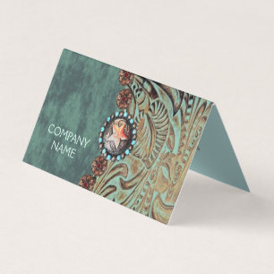 elegant teal western country tooled leather