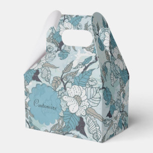 Elegant Teal & White Floral Gable Favour Box