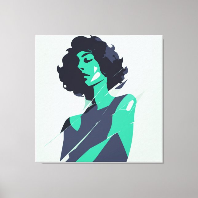 Elegant Teal Woman Art  Canvas Print (Front)