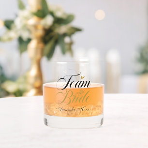 Elegant Team Bride add name Wedding Whiskey Glass