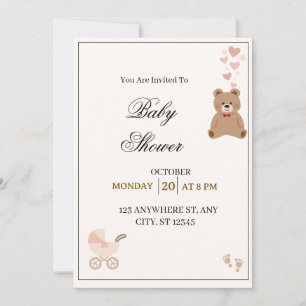 Elegant Teddy Bear Baby Shower Invitation