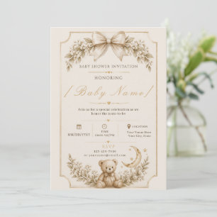 elegant Teddy Bear Baby Shower Invite