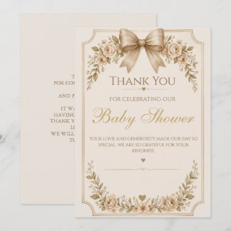 Elegant Teddy Bear Baby Shower Thank You Card, Card