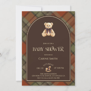Elegant Teddy Bear Luxury Vintage Baby Shower Invitation