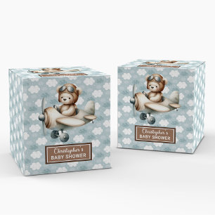 Elegant Teddy Bear Pilot Baby Shower Favour Box