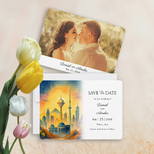 Elegant Tehran Iran Save the Date Wedding Card