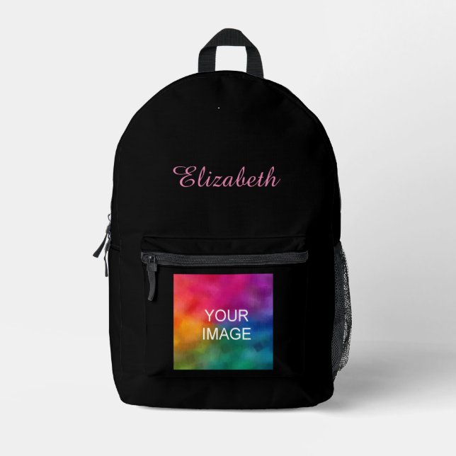 Elegant Template Custom Name Image Typography Printed Backpack (Front)