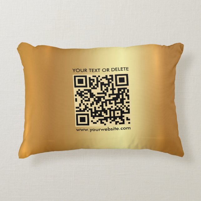 Elegant Template Custom QR Code Glamour Gold Decorative Cushion (Front)
