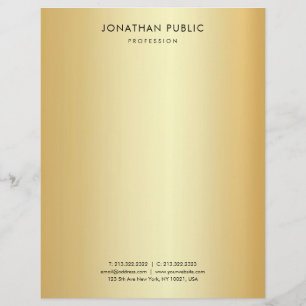 Elegant Template Faux Gold Modern Minimalistic Custom Letterhead