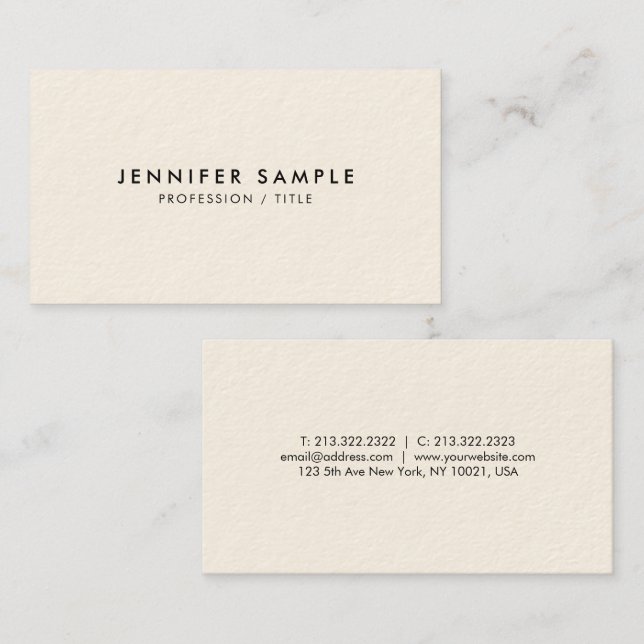 Elegant Template Luxury Signature Cream Paper Business Card (Front/Back)