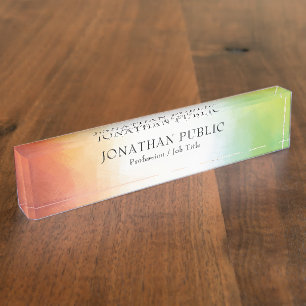 Elegant Template Modern Abstract Art Colorful Nameplate