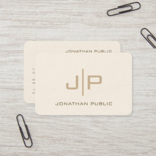Elegant Template Monogram Euro Size Luxury Cream Business Card