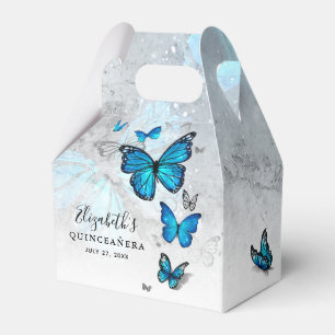 Elegant Template Silver and Blue Butterfly Favour Box