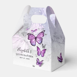 Elegant Template Silver and Purple Butterfly Favour Box