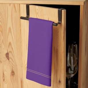 Elegant Template Solid Colour Royal Purple And Gol Tea Towel