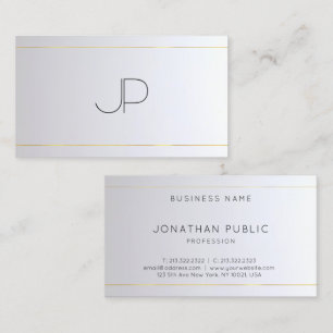 Elegant Template Stylish Monogram Gold Silver Business Card