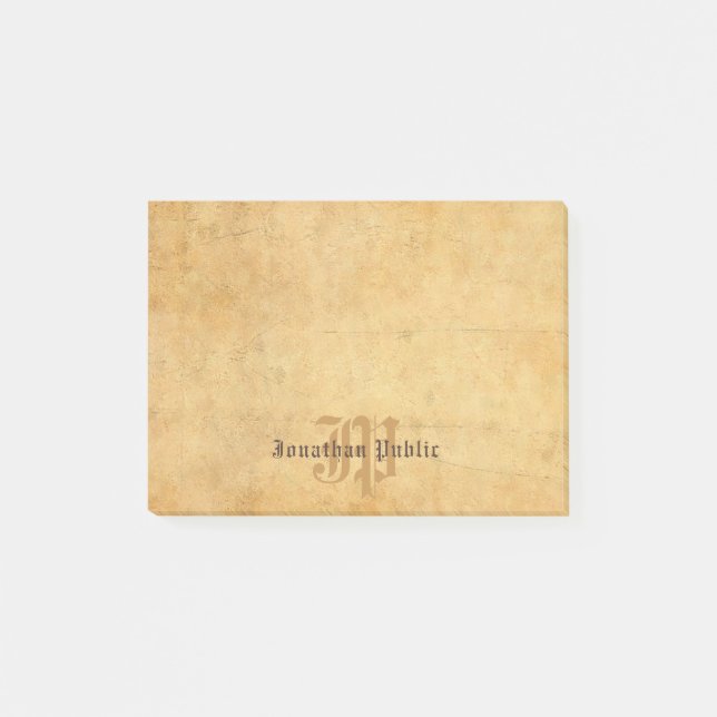 Elegant Template Vintage Calligraphy Monogram Post-it Notes (Front)