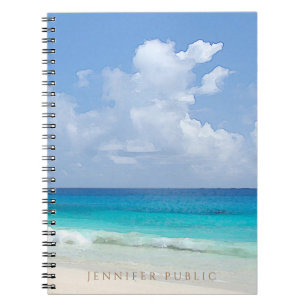 Elegant Template Watercolor Nature Seascape Waves Notebook
