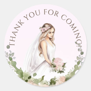 Elegant Tender Bride-To-Be Bridal Shower Thank You Classic Round Sticker