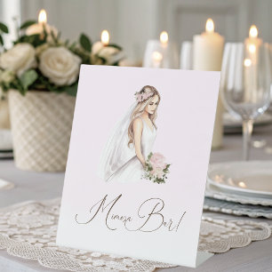 Elegant Tender Pink Bridal Shower Mimosa Bar Pedestal Sign