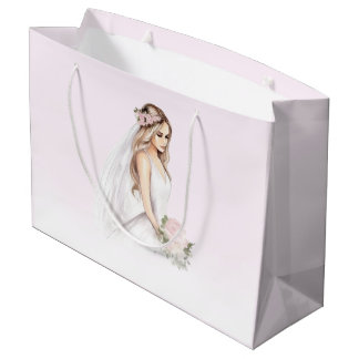 Elegant Tender Pink Bride-To-Be Bridal Shower Large Gift Bag