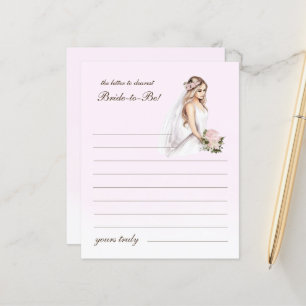 Elegant Tender Pink Letter to Bride Bridal Shower
