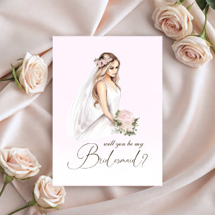 Elegant Tender Pink Will You Be My Bridesmaid Enclosure Card