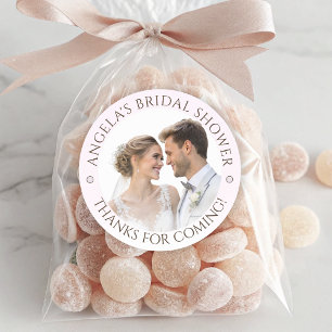 Elegant Tender Pink Your Photo Bridal Shower Classic Round Sticker