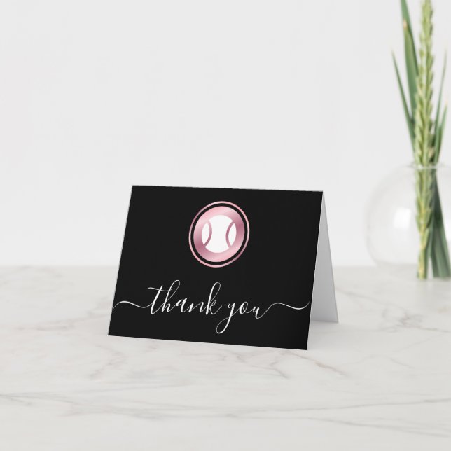 Elegant Tennis Rose Gold Ball Show Gratitude Coach Thank You Card (Front)