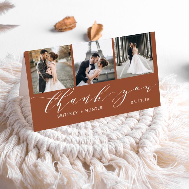 Elegant Terracotta 3 Photo Collage Thank You (Creator Uploaded)