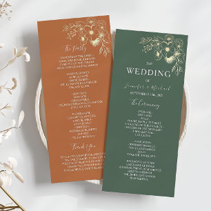 Elegant Terracotta and Olive Green Wedding Programme