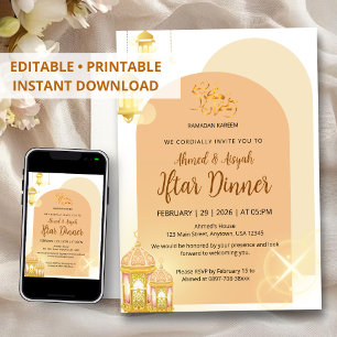 Elegant Terracotta Arch Ramadan Iftar  Invitation