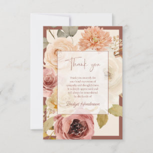 Elegant Terracotta Autumn Floral Funeral Thank You Card