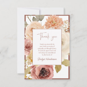 Elegant Terracotta Autumn Floral Funeral Thank You Card