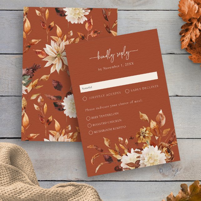 Elegant Terracotta Autumn RSVP Card (Elegant Terracotta Autumn Floral RSVP Card by Painted Paperie
)