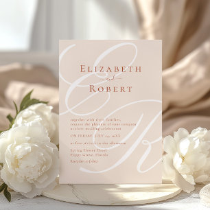 Elegant Terracotta & Beige Monogram Wedding  Invitation