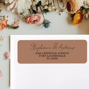 Elegant Terracotta & Black Wedding Label
