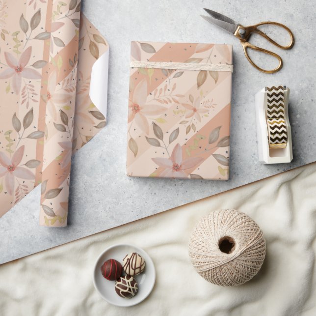 Elegant Terracotta Blush Watercolor Floral Wrapping Paper (Crafts)